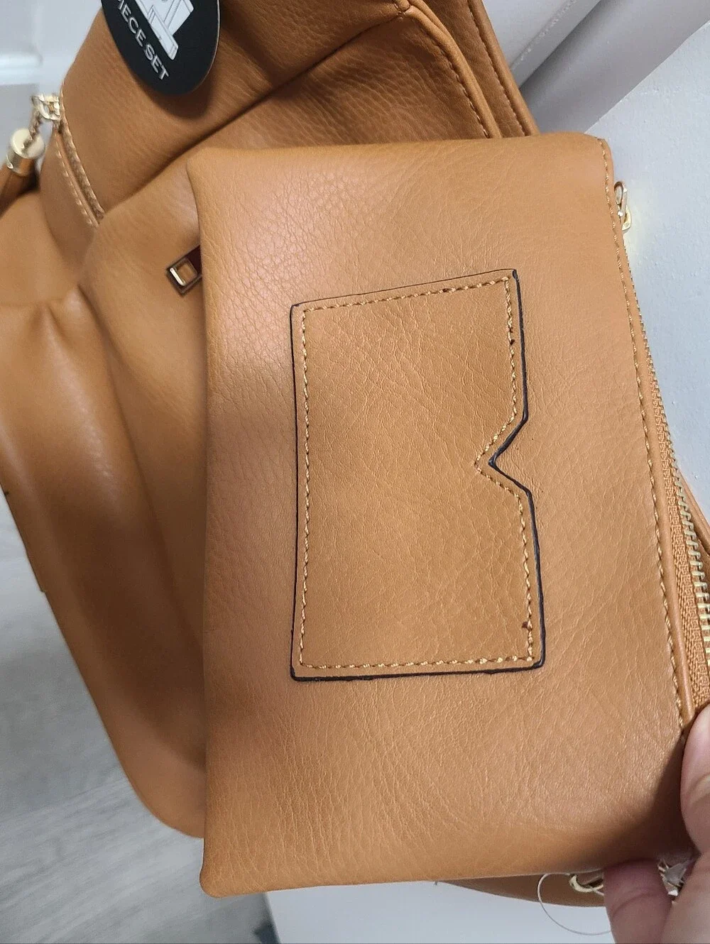 Tan Shoulder Bag with Matching Pouch - Casual Everyday